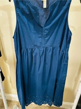 St. John's Bay Sleeveless Navy Eyelet Hem Cotton Tunic